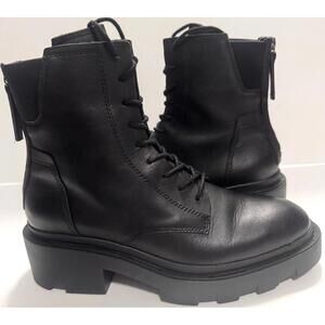 ASH Moody Combat Boots Black Leather Chunky Lug Sole Biker Grunge EU 39 US 8.5